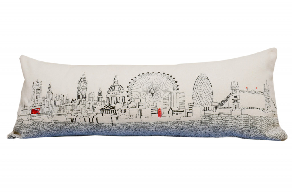 35 in. London Daylight Skyline Lumbar Decorative Pillow, White