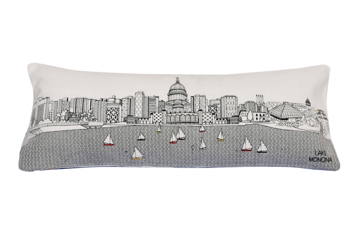 35 in. Madison Daylight Skyline Lumbar Decorative Pillow, White