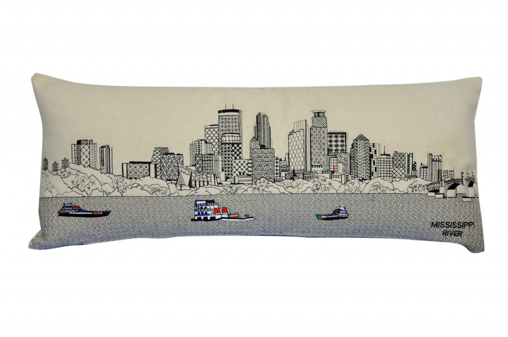 35 in. Minneapolis Daylight Skyline Lumbar Decorative Pillow, White