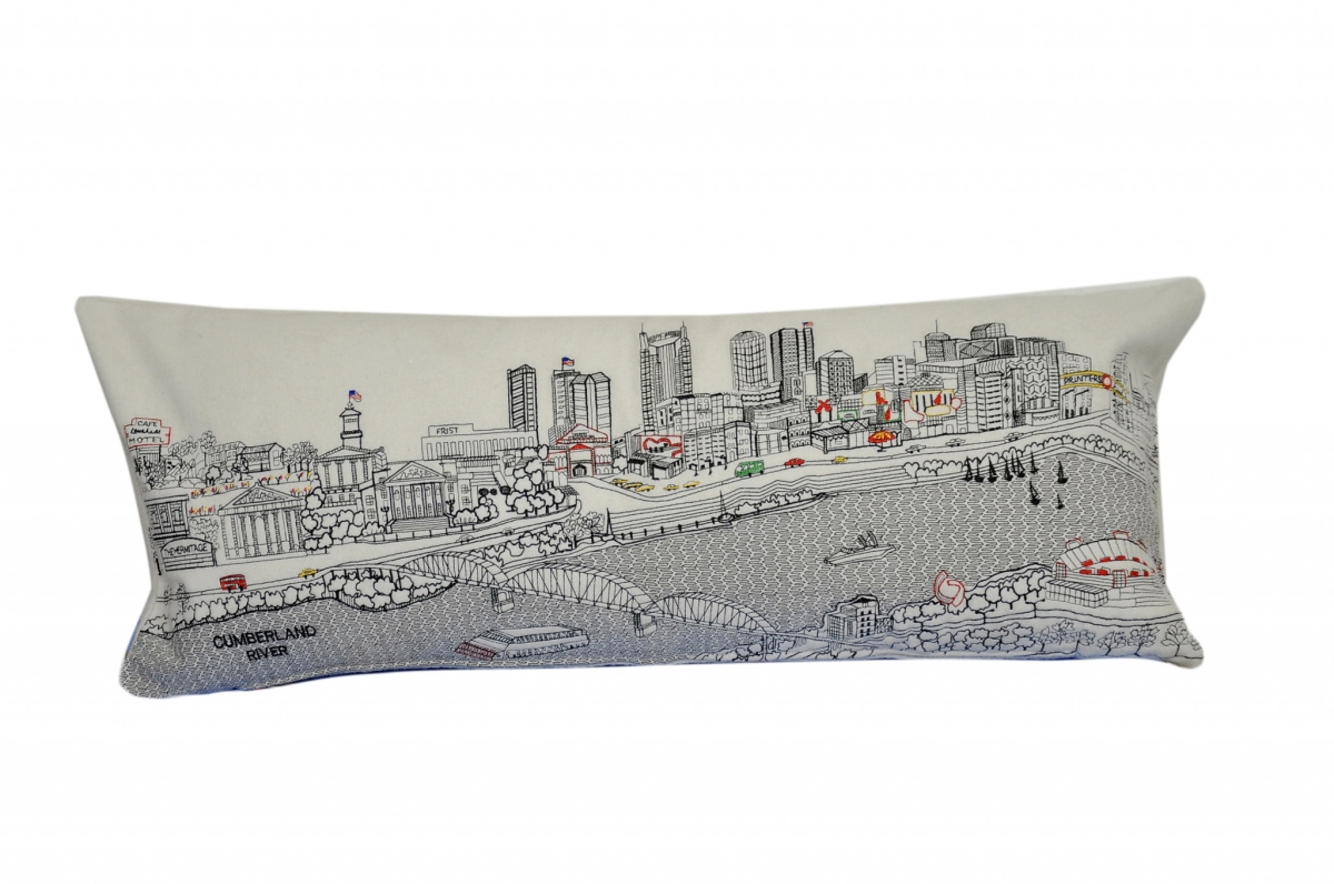 35 in. Nashville Daylight Skyline Lumbar Decorative Pillow, White