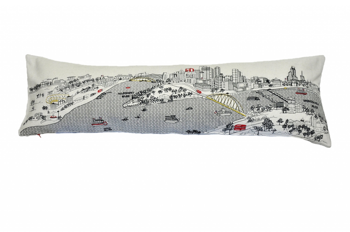 45 in. Pittsburgh Daylight Skyline Lumbar Decorative Pillow, White