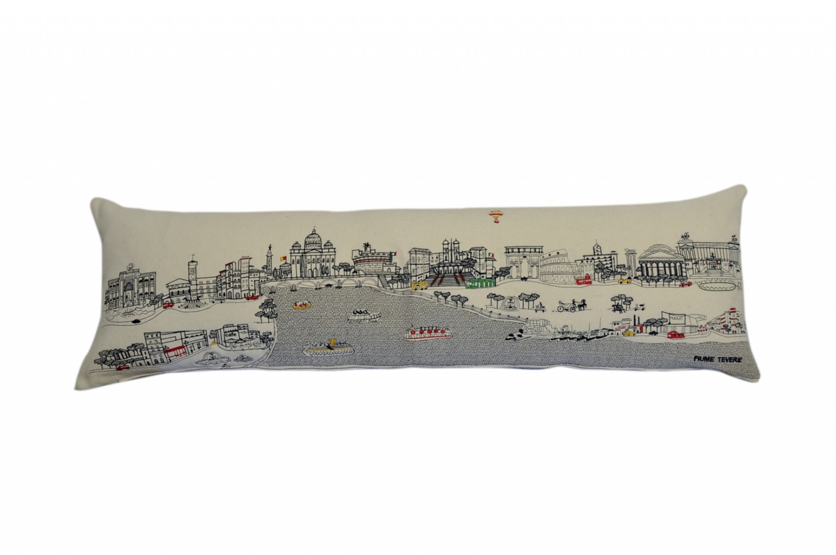 45 in. Rome Daylight Skyline Lumbar Decorative Pillow, White