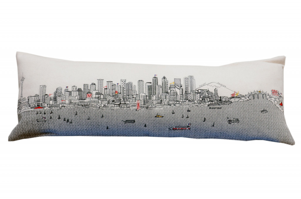 45 in. Seattle Daylight Skyline Lumbar Decorative Pillow, White