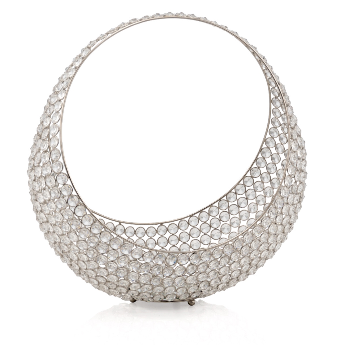 Picture of HomeRoots 480008 16 in. Faux Crystal Bling Ring Basket, Silver