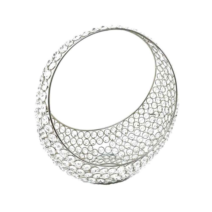 Picture of HomeRoots 480009 13 in. Faux Crystal Bling Ring Basket, Silver