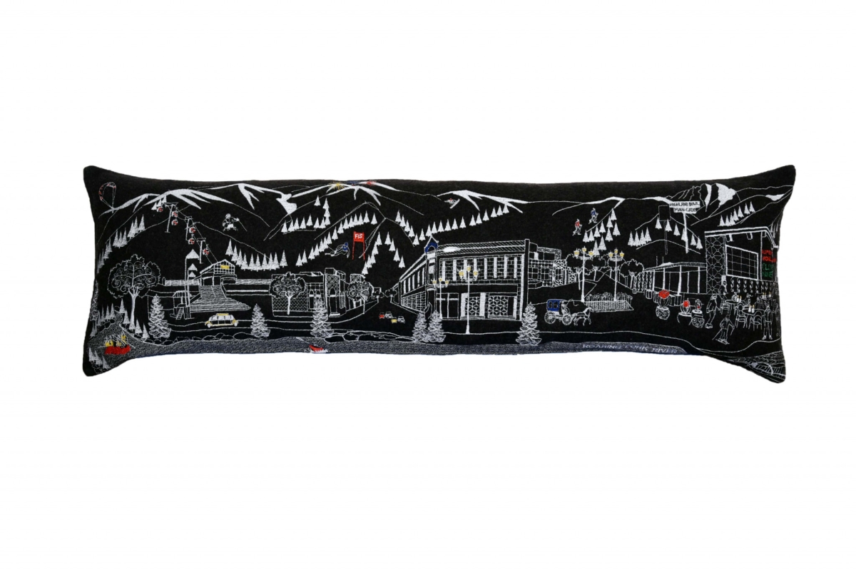45 in. Aspen Nighttime Skyline Lumbar Decorative Pillow, Black & Grey