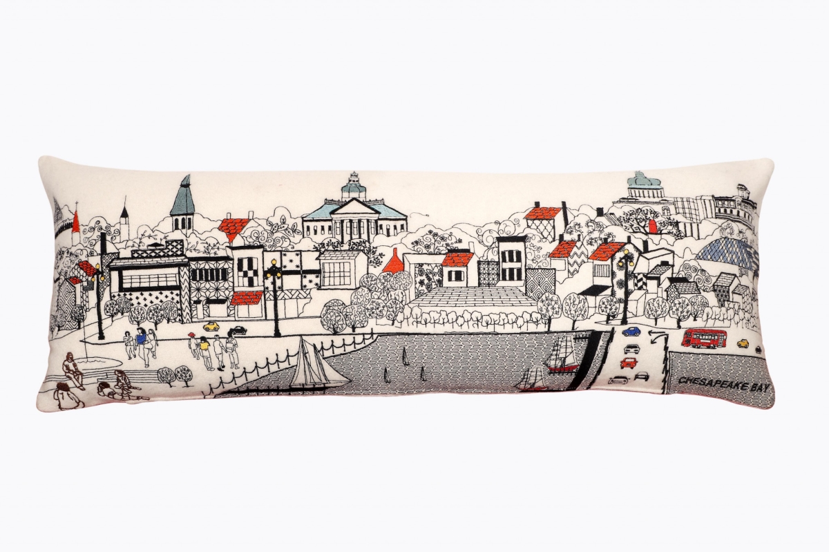 35 in. Annapolis Daylight Skyline Lumbar Decorative Pillow, White