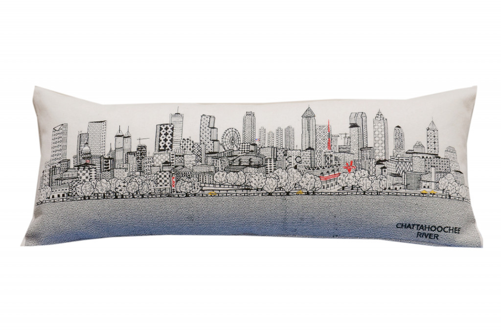35 in. Atlanta Daylight Skyline Lumbar Decorative Pillow, White
