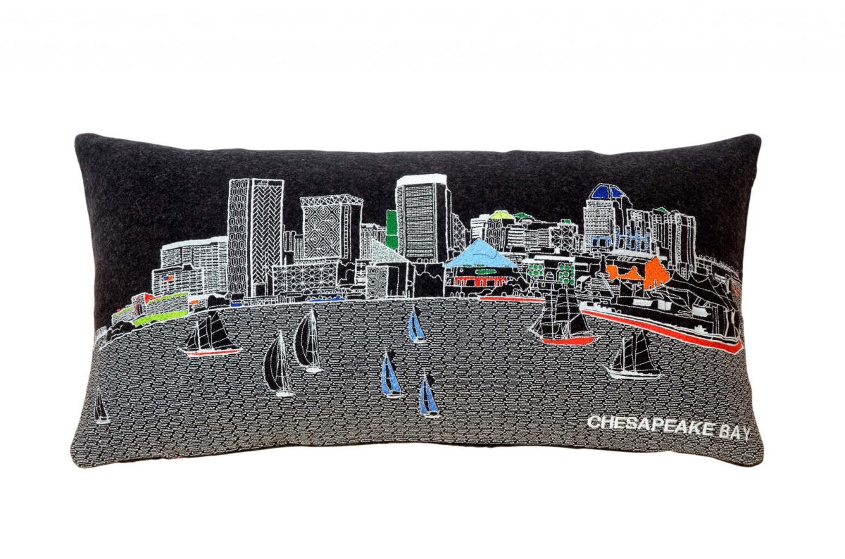 24 in. Austin Nighttime Skyline Lumbar Decorative Pillow, Black & Grey