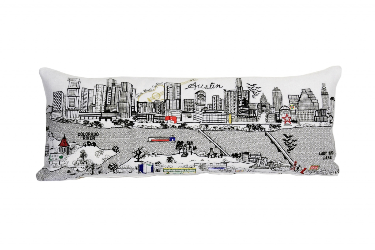 35 in. Austin Daylight Skyline Lumbar Decorative Pillow, White
