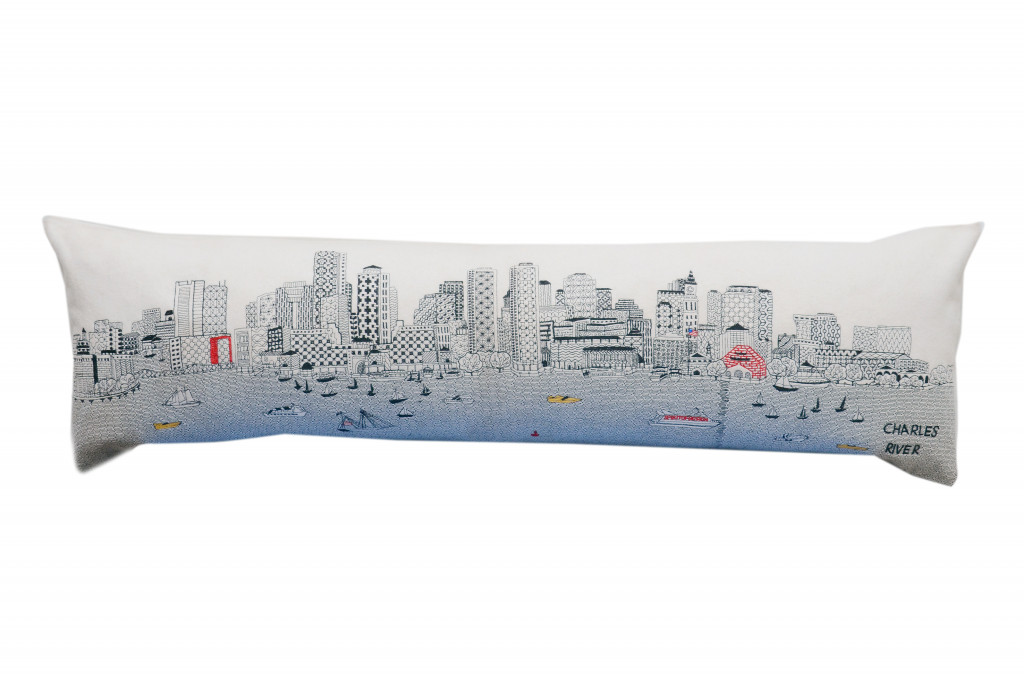 45 in. Boston Daylight Skyline Lumbar Decorative Pillow, White