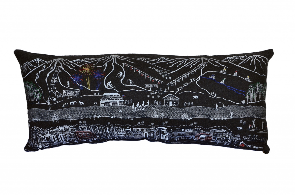 35 in. Breckenridge Nighttime Skyline Lumbar Decorative Pillow, Black & Grey