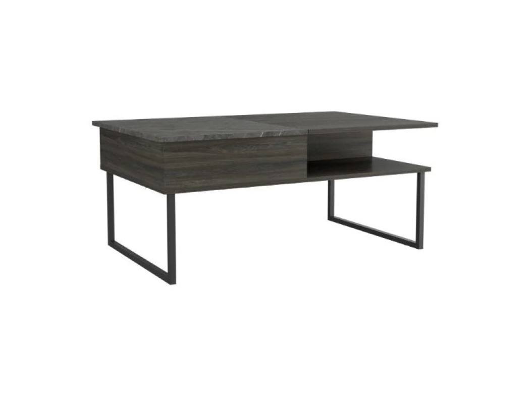 41 in. Manufactured Wood Rectangular Lift Top Coffee Table, Onyx & Carbon