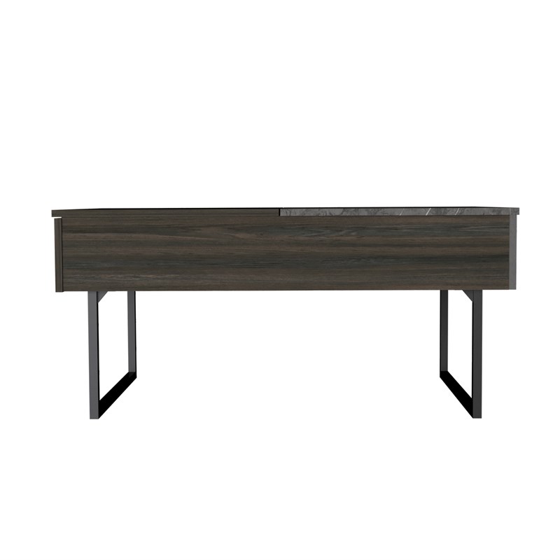 39 in. Rectangular Lift Top Coffee Table with Drawer, Onyx & Carbon