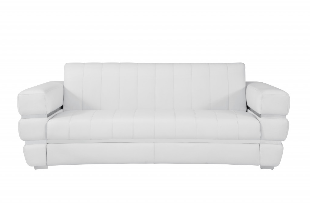 89 in. Genuine Leather Standard Sofa, White