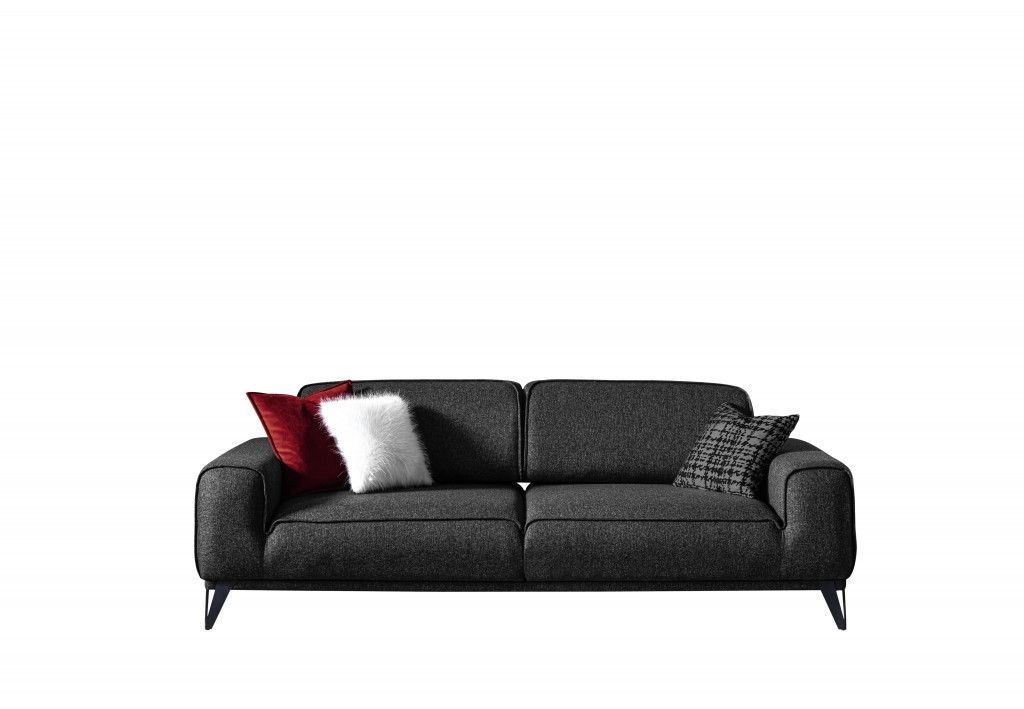 485605 90 in. Linen Sleeper Sofa, Dark Gray