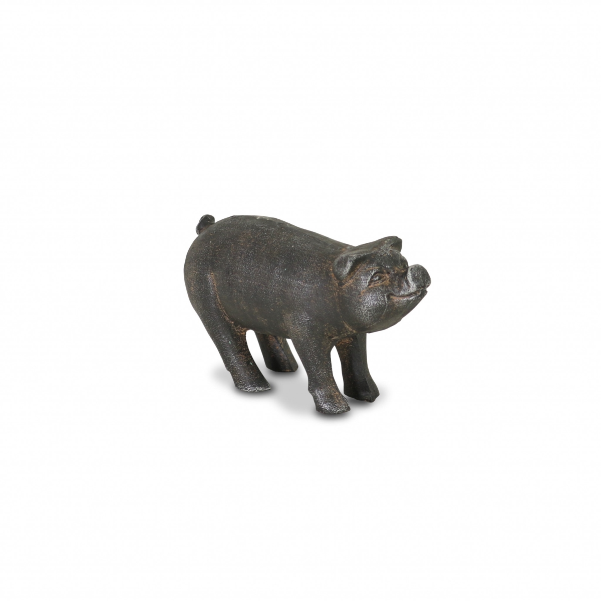 5 in. Cast Iron Pig Hand Painted Sculpture, Black