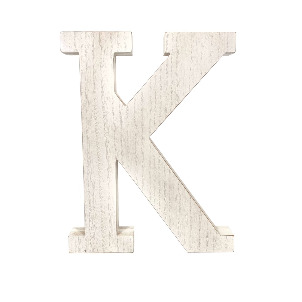16 in. Distressed Wooden Initial Letter K Sculpture, White Wash