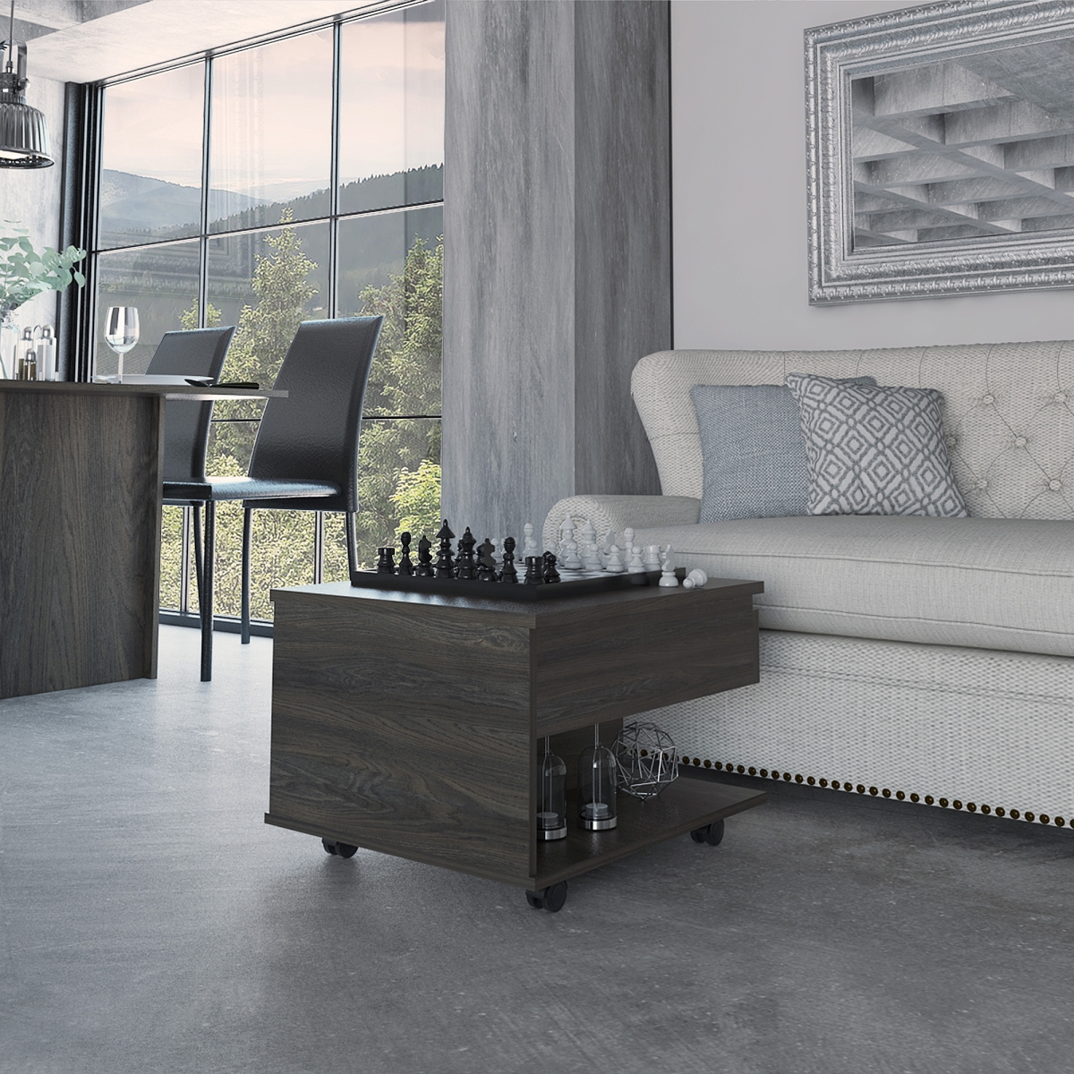 22 in. Manufactured Wood Rectangular Coffee Table with Drawer, Carbon Espresso