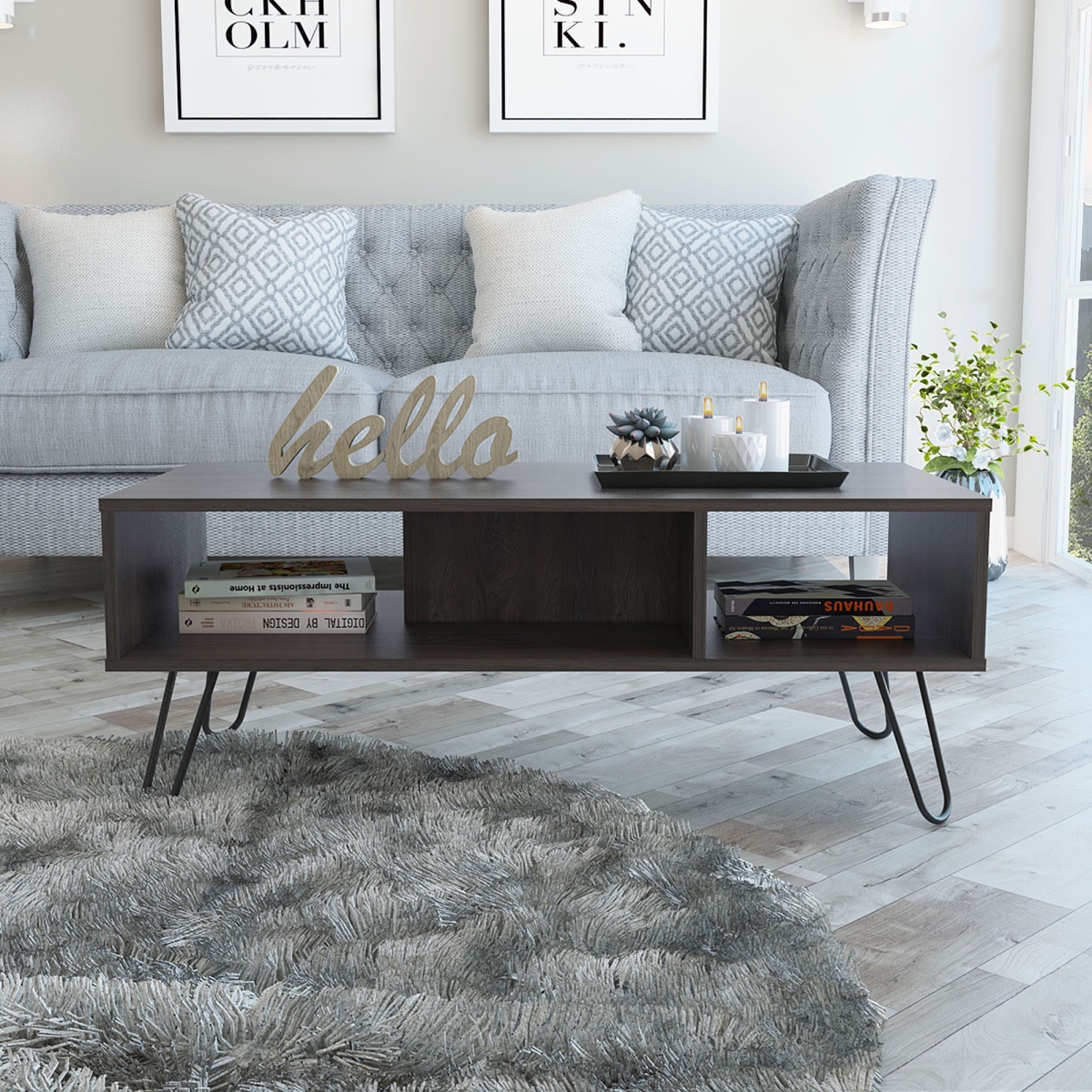40 in. Manufactured Wood Rectangular Coffee Table, Carbon Espresso