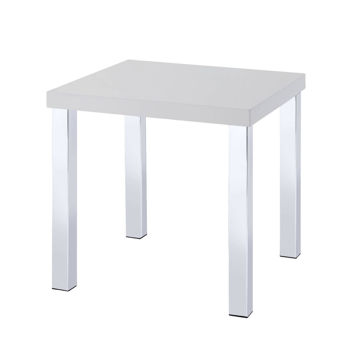 22 in. High Gloss Square End Table, Chrome & White