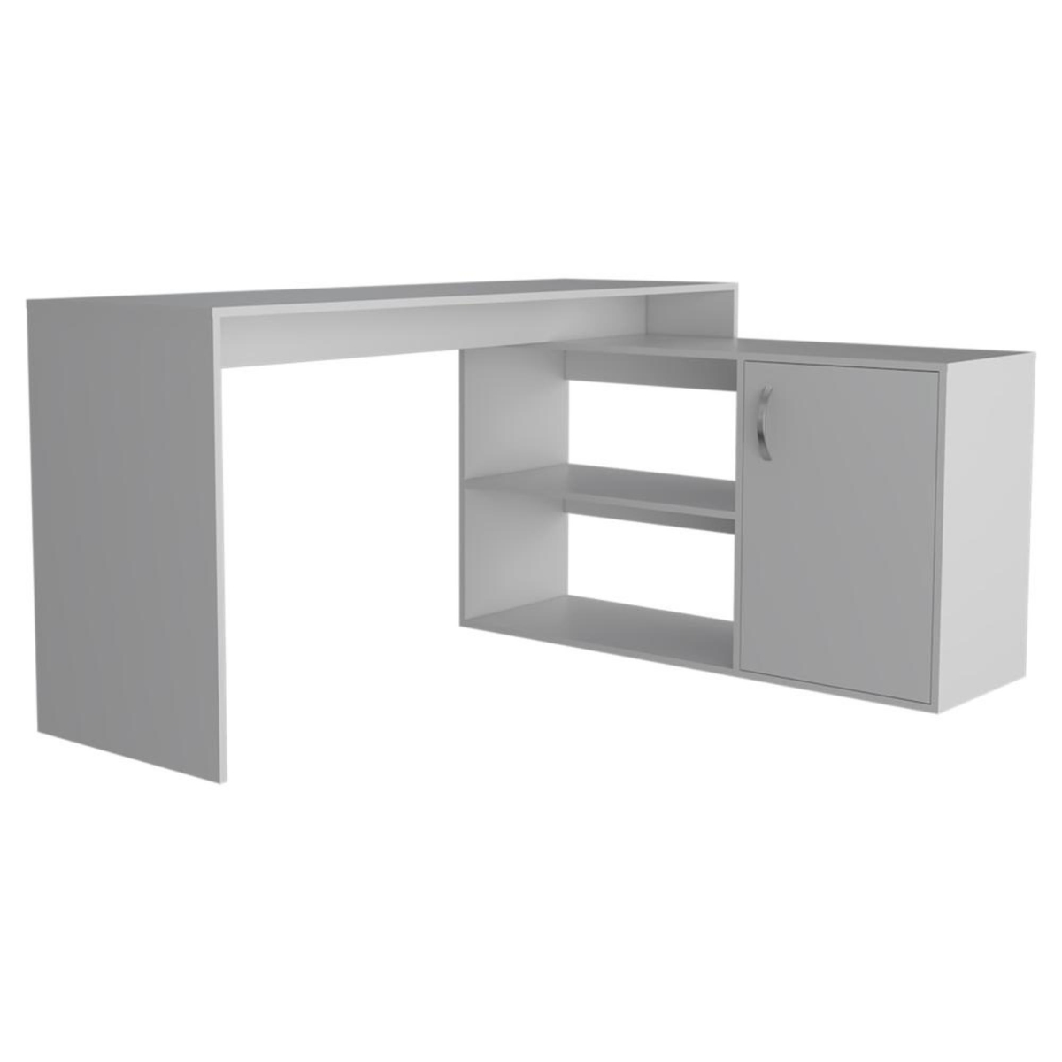 Sleek L Shape Office Desk, White