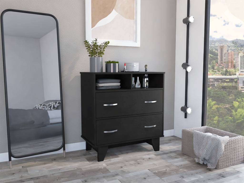 Modern Office Desk with Storage Cabinet, Light Oak