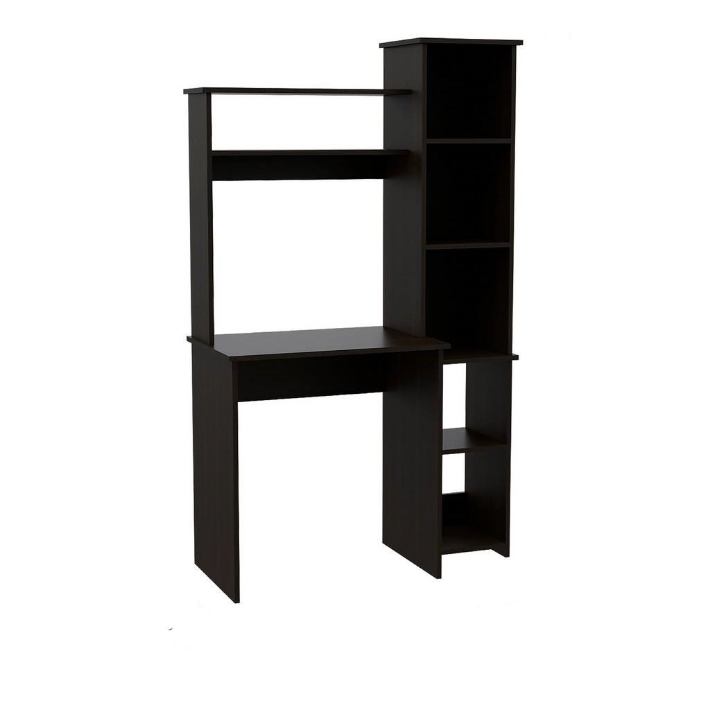 Modern Office Desk with Storage Cabinet, Black