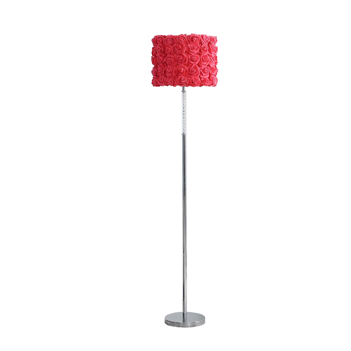 63 in. Traditional Shaped Floor Lamp with Red Drum Shade, Steel