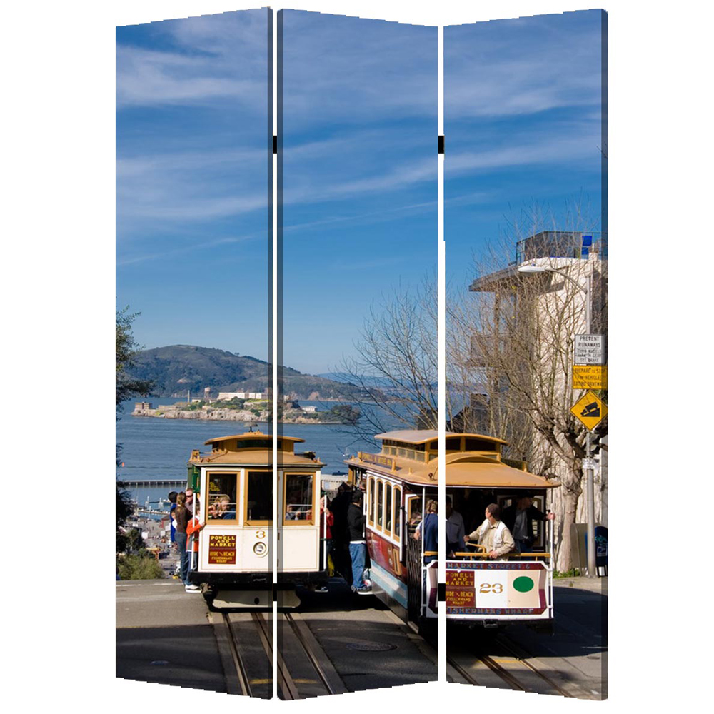 1 x 48 x 72 in. Wood Canvas San Francisco Screen, Multi Color