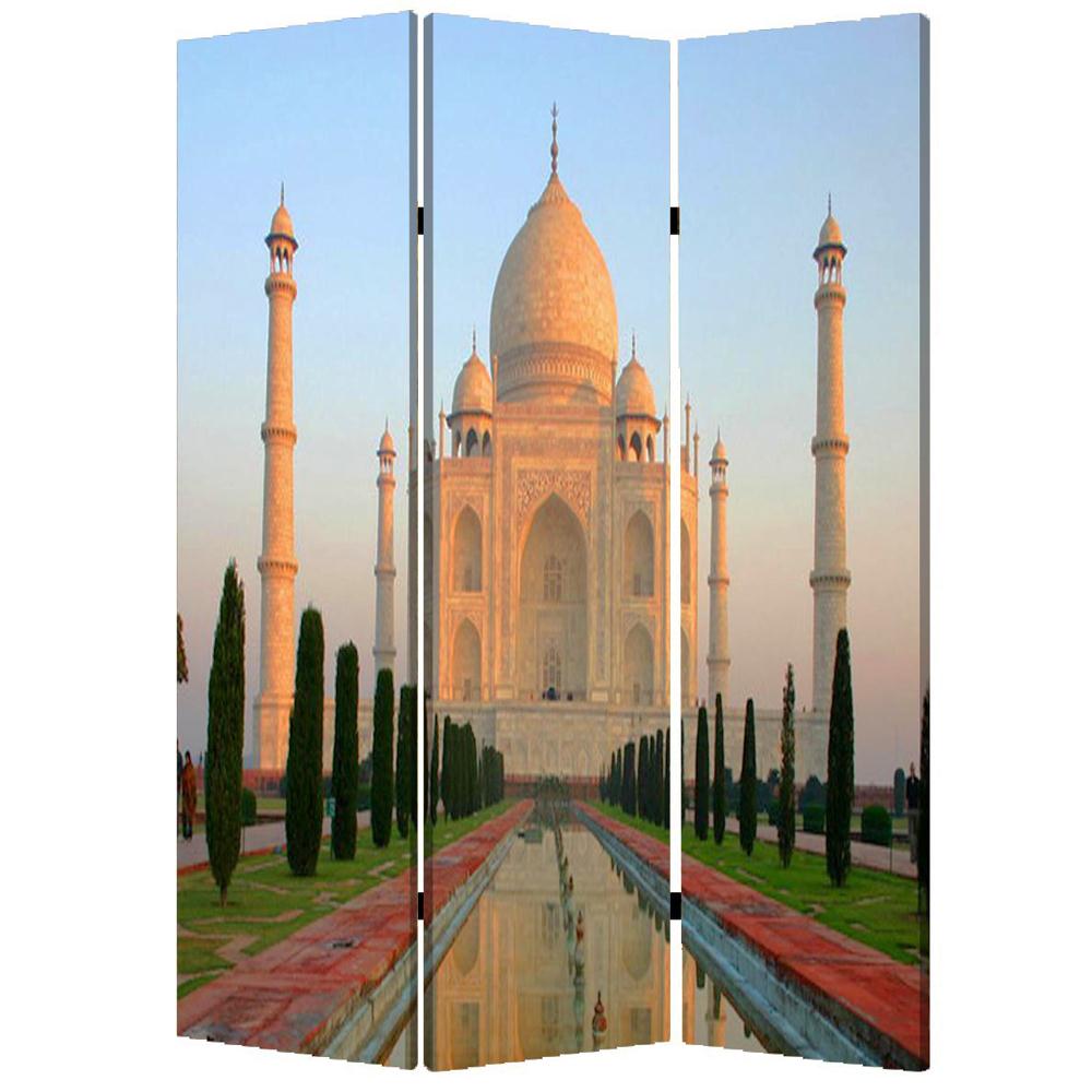 1 x 48 x 72 in. Wood Canvas Taj Mahal Screen, Multi Color