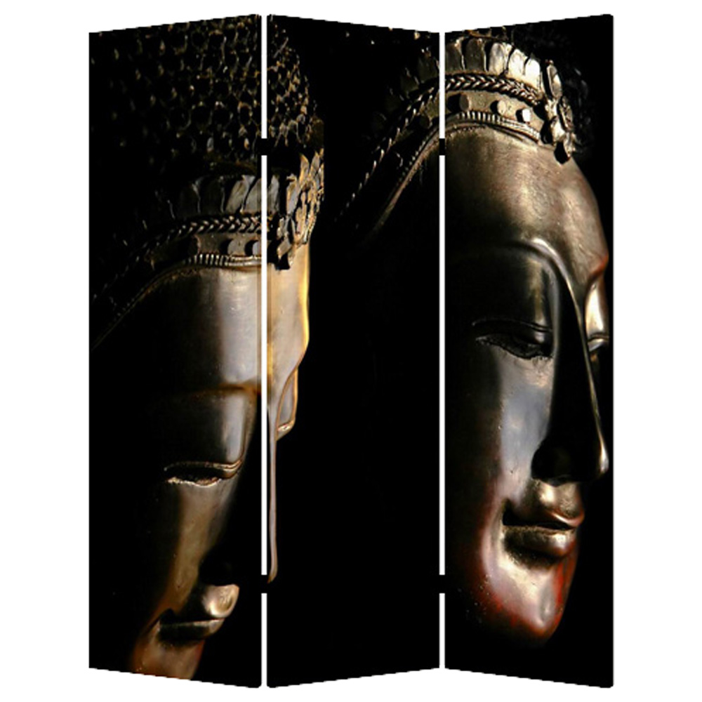 1 x 48 x 72 in. Wood Canvas Budda Screen, Multi Color