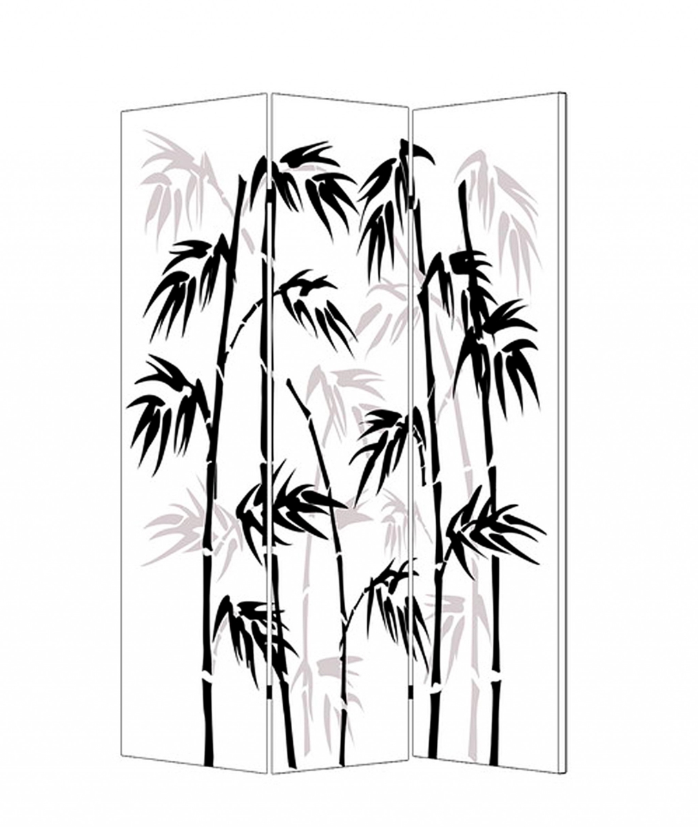 1 x 48 x 72 in. Wood Canvas Bamboo Leaf Screen, Multi Color