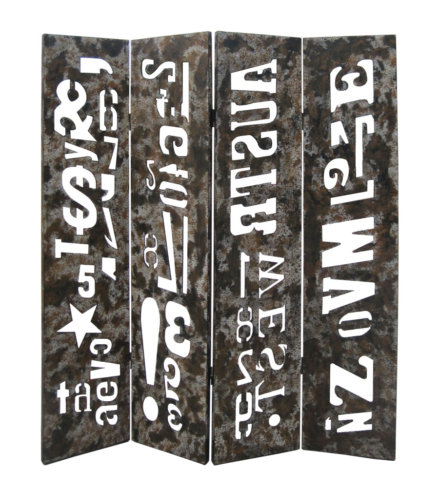 1 x 60 x 71 in. Distressed Wooden Screen, Brown