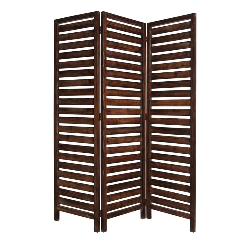 1 x 63 x 72 in. 3 Panel Solid Wood Fortress Screen, Brown