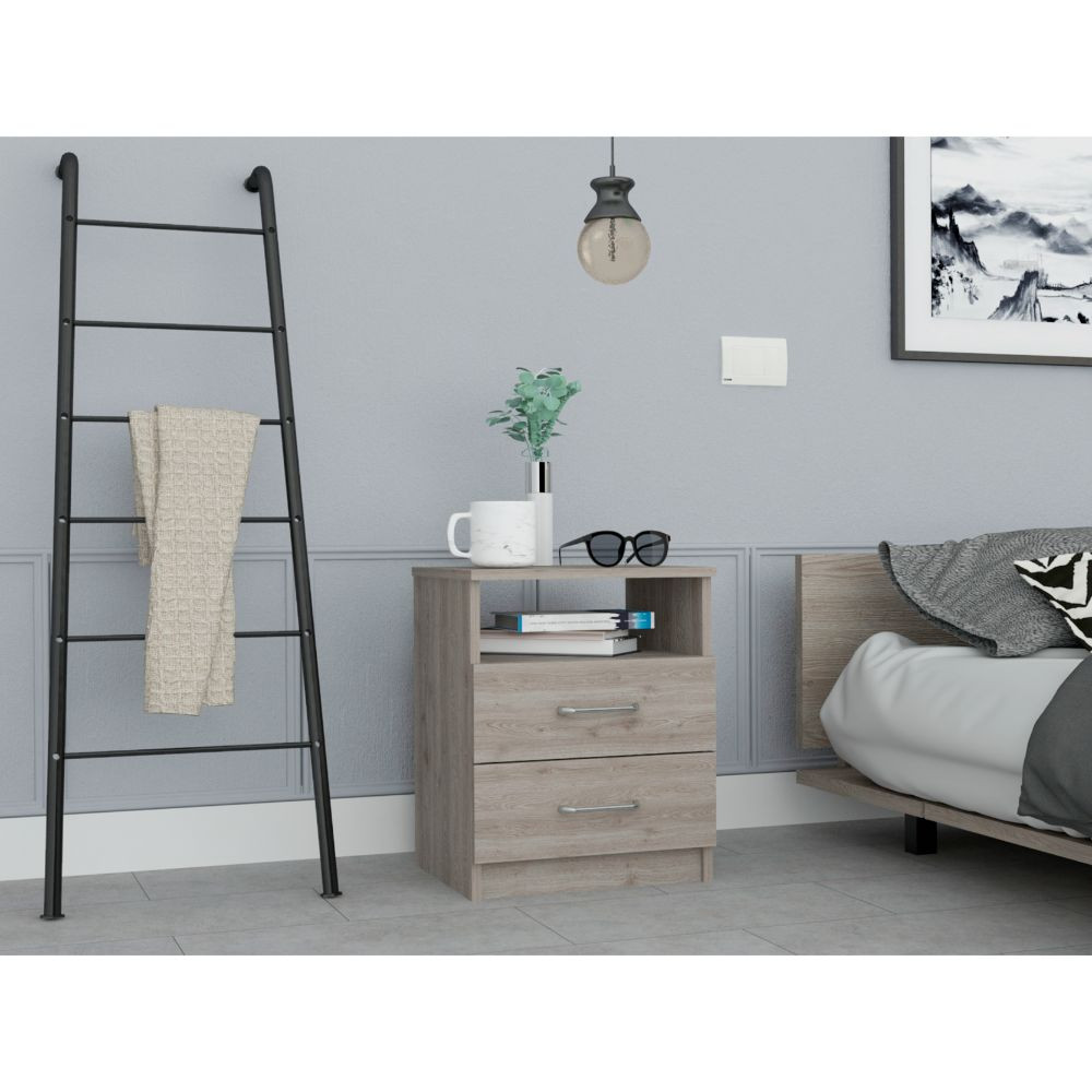 Modern & Stylish Particle Bedroom Nightstand, Light Grey