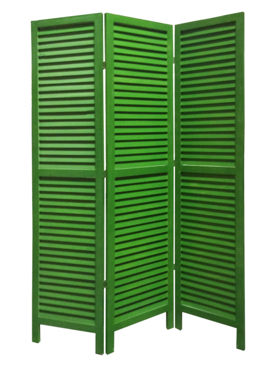 1 x 48 x 67 in. Wood Shutter Screen, Green