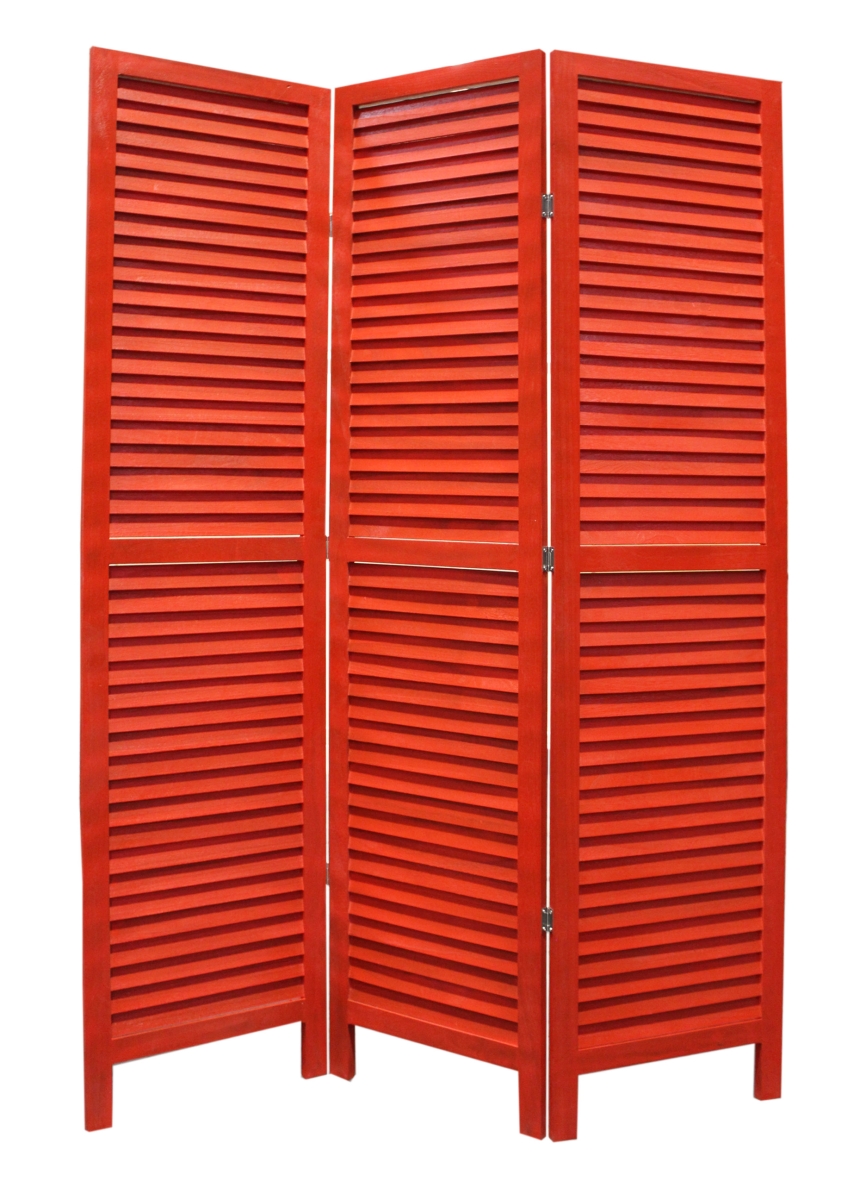 1 x 48 x 67 in. Wood Shutter Screen, Red