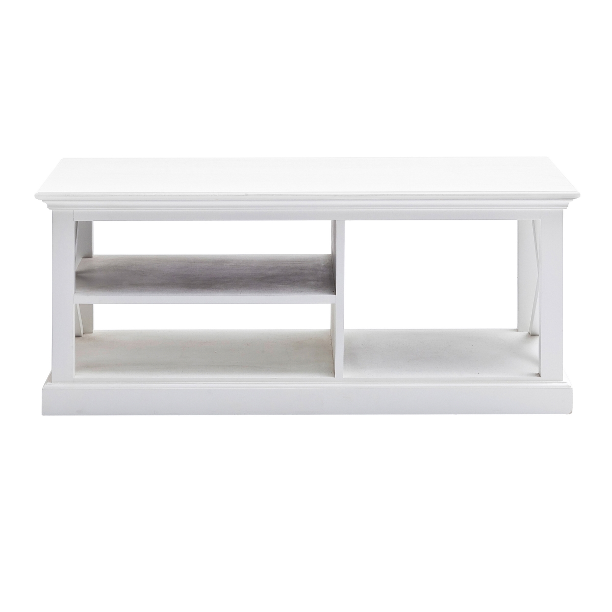 397396 47 in. Solid Wood Rectangular Coffee Table with Three Shelves, White - Case of 6