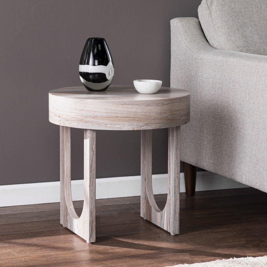 20 in. Manufactured Wood Round End Table, Brown