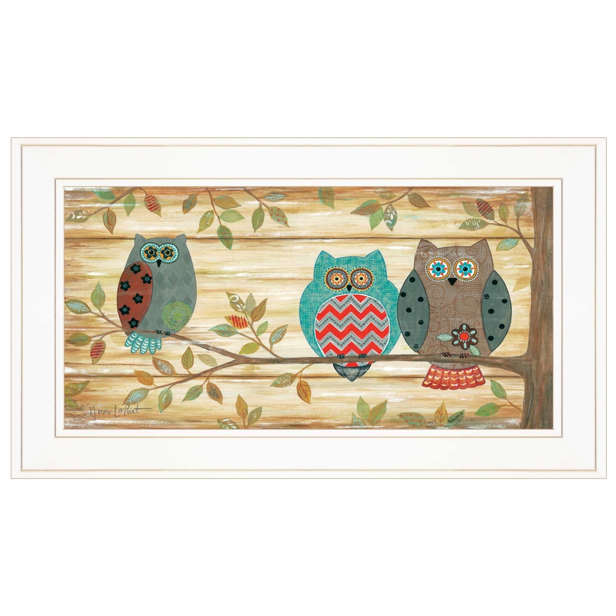 406280 12 x 21 x 1 in. Three Wise Owls 2 White Framed Print Wall Art -  HomeRoots