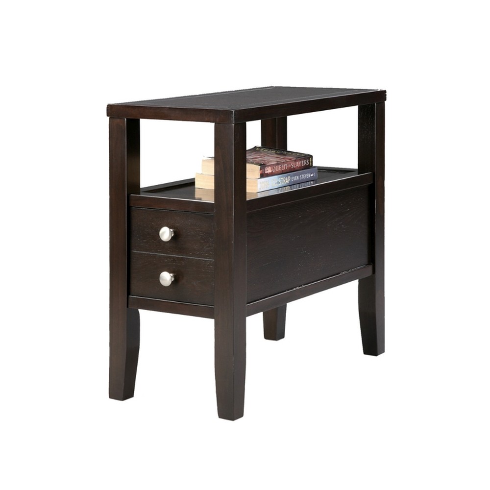 469015 24 x 12 x 24 in. Brown Solid Wood Rectangular End Table with Two Drawers