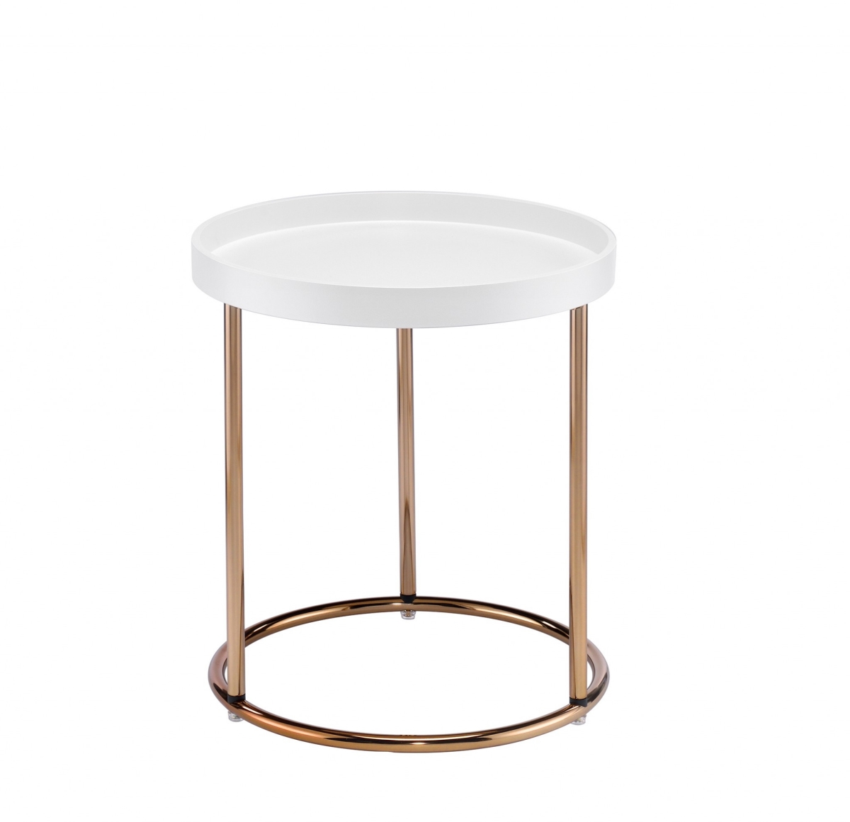 21.75 x 18.5 x 18.5 in. Copper & White Solid Wood & Steel Round End Table