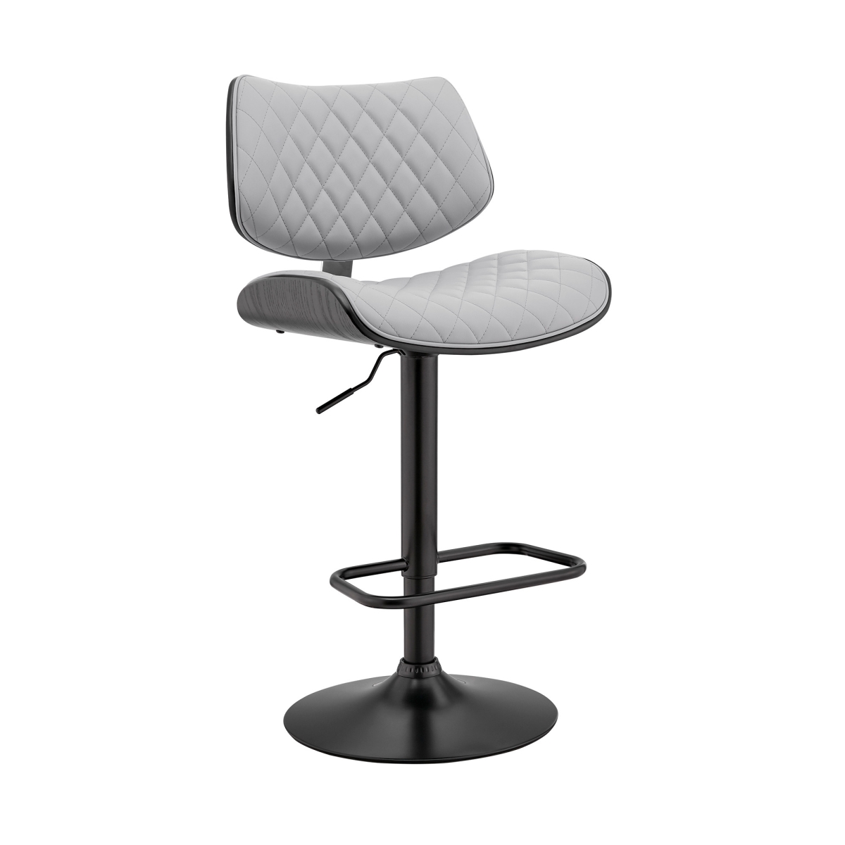 45 x 19 x 20 in. Gray Faux Leather & Iron Swivel Adjustable Height Bar Chair