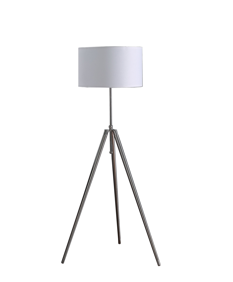 492046 64 x 25.5 x 25.5 in. Chrome Adjustable Tripod Floor Lamp with White Shade