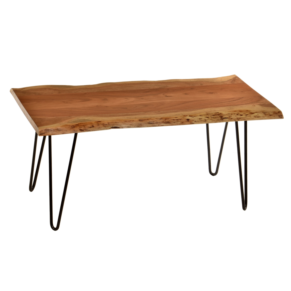 493316 18 x 42 x 16 in. Black & Natural Brown Solid Wood Live Edge Rectangular Coffee Table