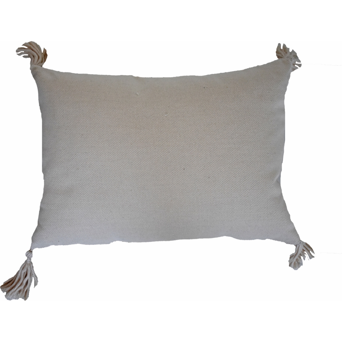 4 x 13 x 18 in. Beige & White Damask Zippered Polyester & Burlap Blend Throw Pillow with Tassels