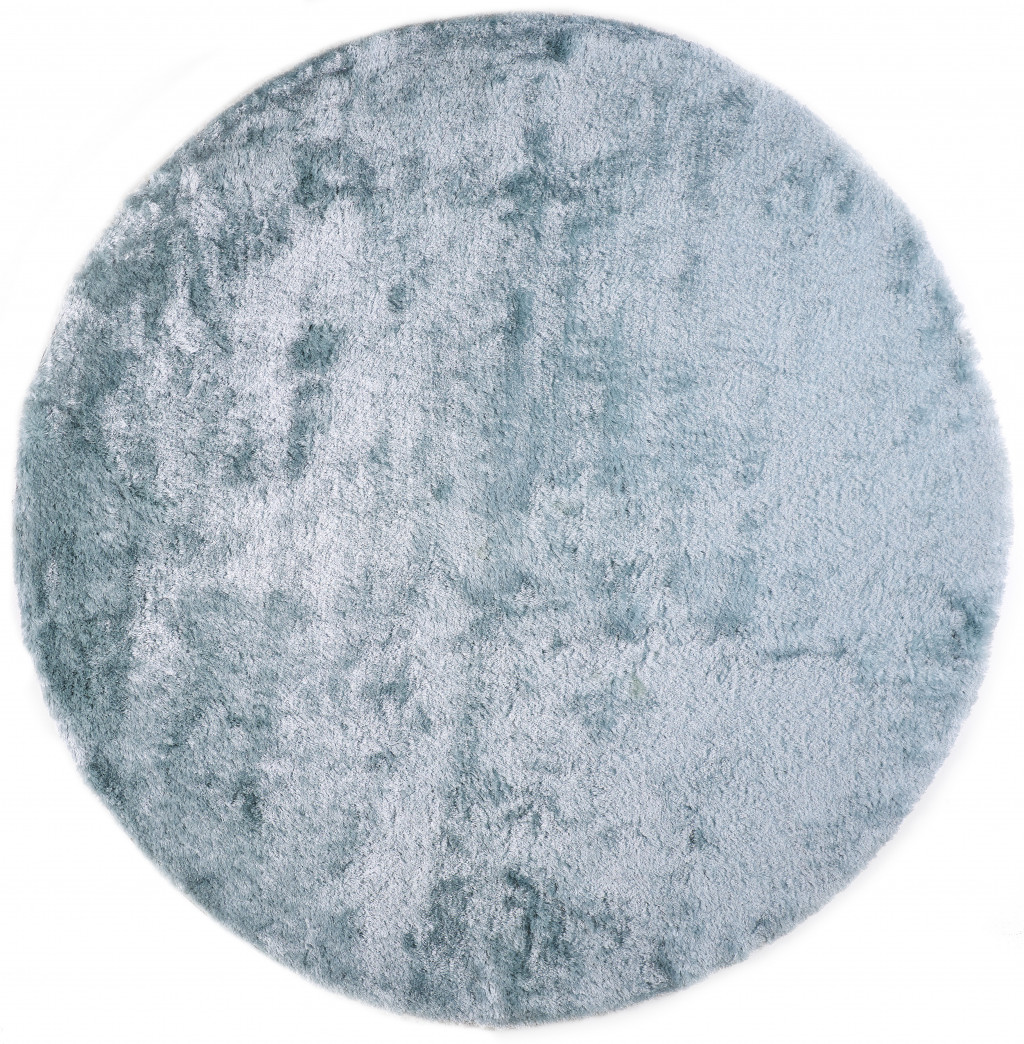 8 ft. Blue & Silver Shag Hand Tufted Handmade Round Area Rug - Blue and Silver - 8 ft.