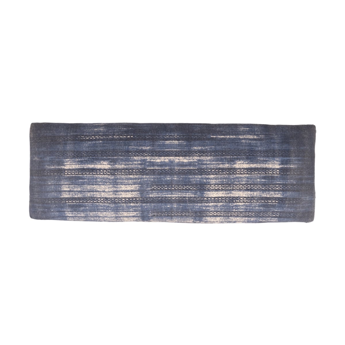 483464 18 x 47 x 16 in. Blue & Cream Abstract Design Blue Leg Upholstered Bench