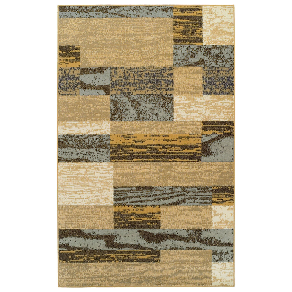 487112 8 x 10 ft. Light Blue & Beige Patchwork Power Loom Stain Resistant Rectangle Area Rug